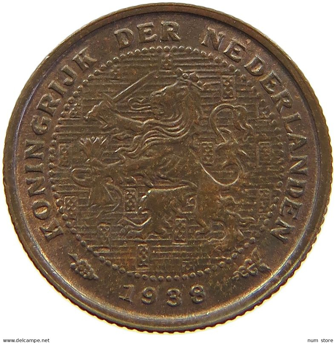 NETHERLANDS 1/2 CENT 1938 TOP #c065 0153 - 0.5 Cent