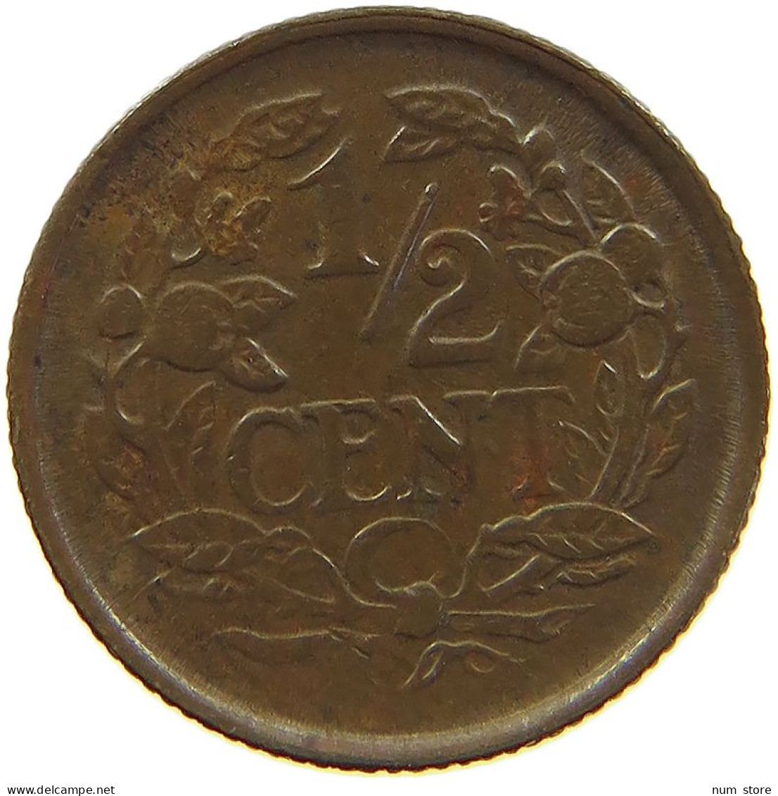 NETHERLANDS 1/2 CENT 1938 #s008 0195 - 0.5 Centavos