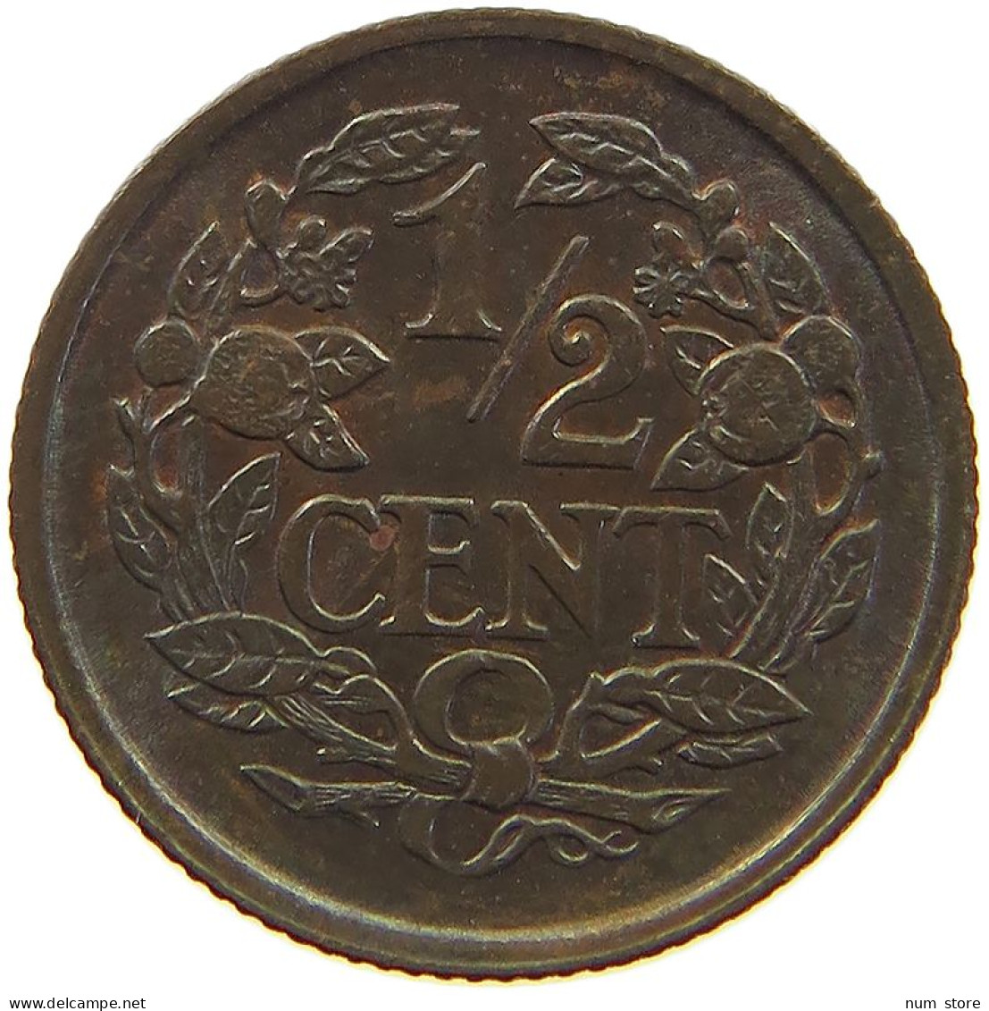 NETHERLANDS 1/2 CENT 1938 TOP #c017 0331 - 0.5 Cent