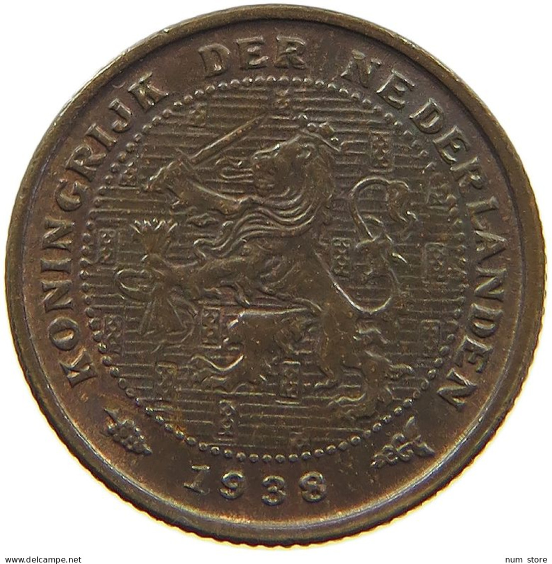 NETHERLANDS 1/2 CENT 1938 TOP #c022 0741 - 0.5 Cent