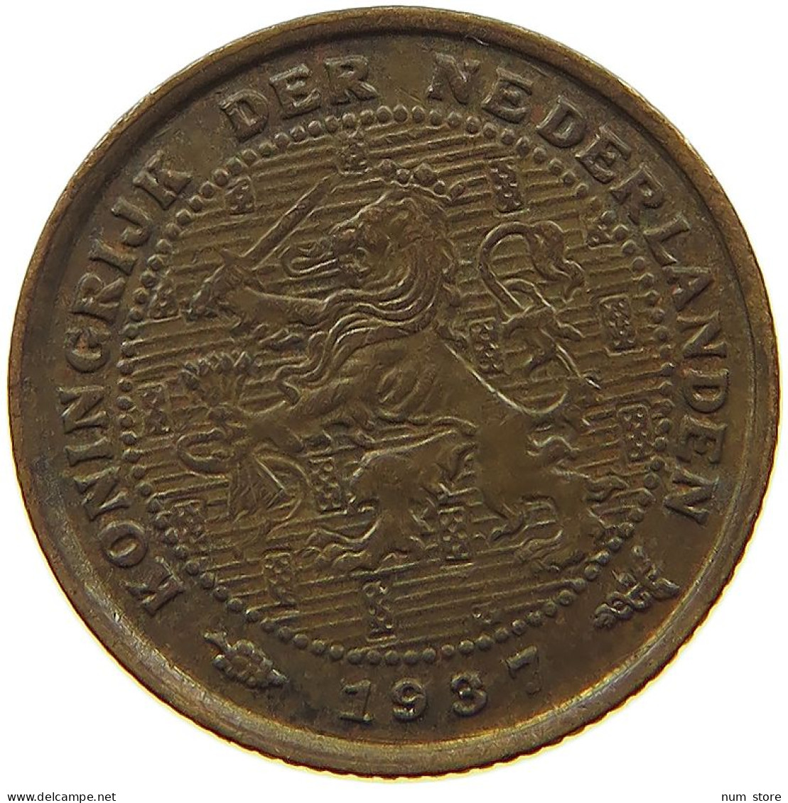 NETHERLANDS 1/2 CENT 1937 #s079 0235 - 0.5 Cent