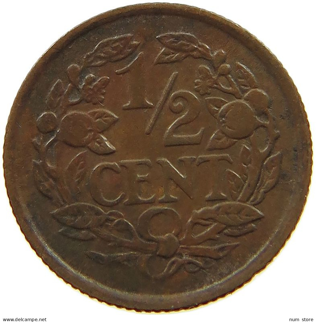 NETHERLANDS 1/2 CENT 1937 #a015 0291 - 0.5 Cent