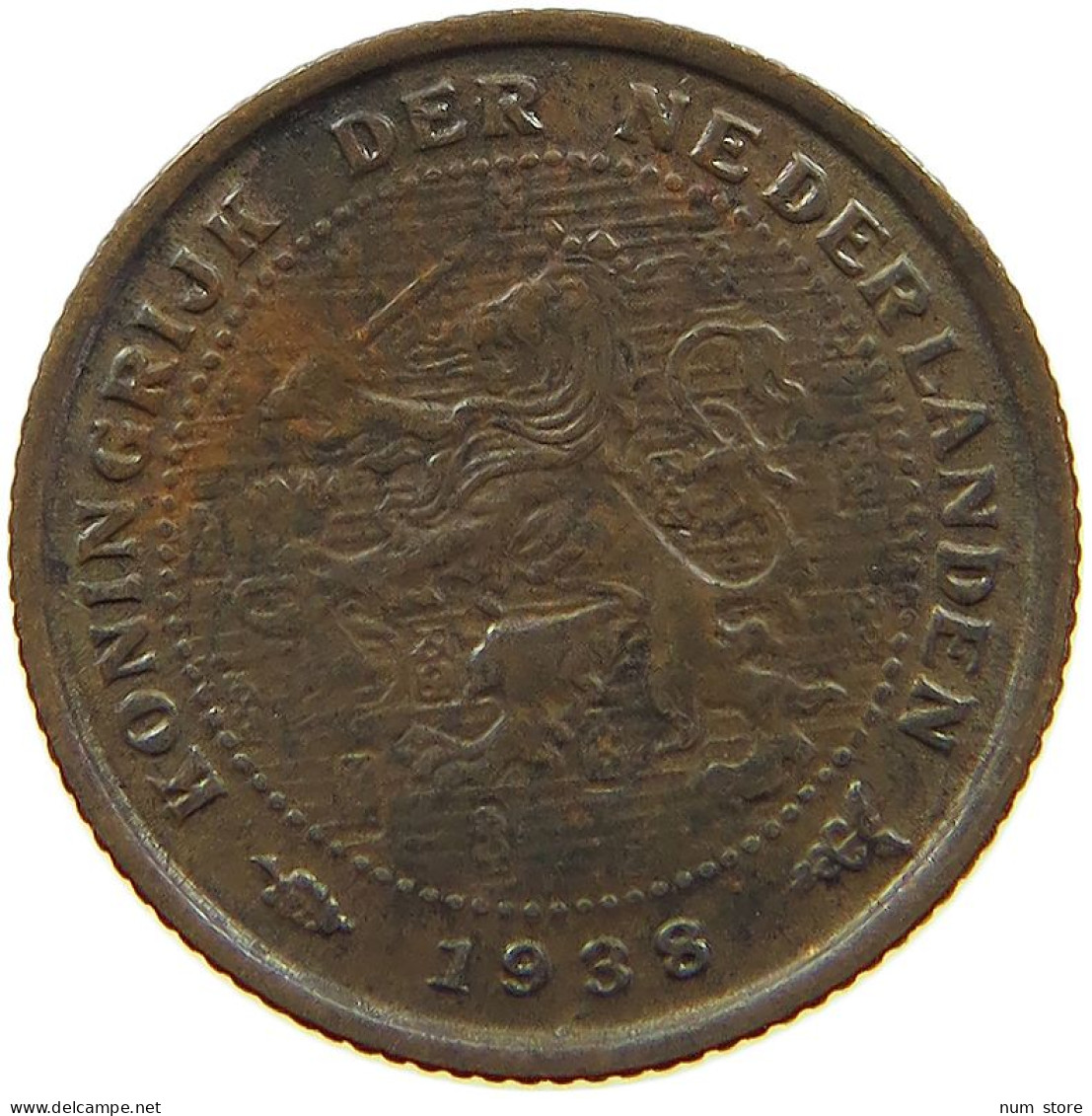 NETHERLANDS 1/2 CENT 1938 #a015 0275 - 0.5 Cent