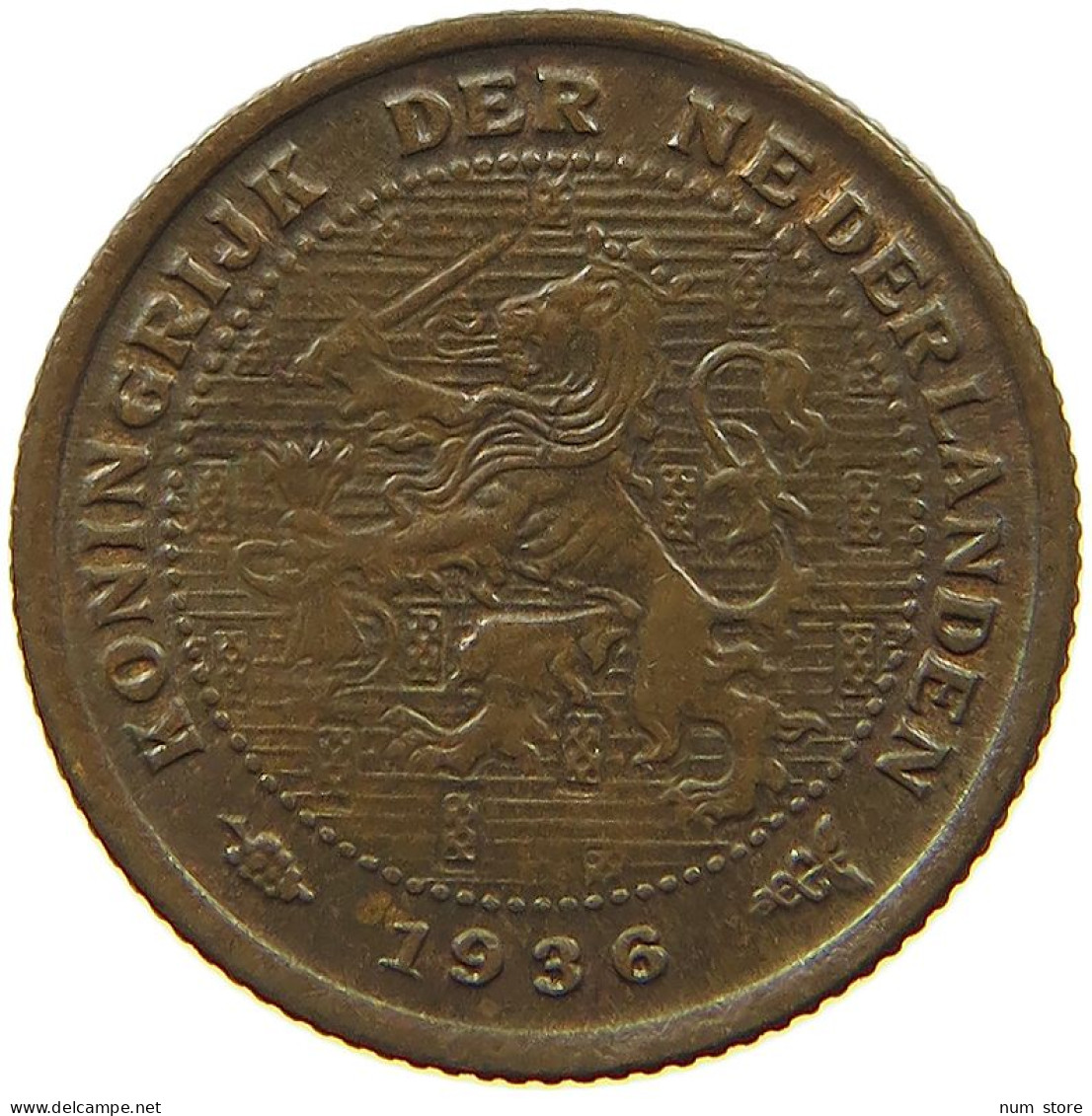 NETHERLANDS 1/2 CENT 1936 #c011 0475 - 0.5 Cent