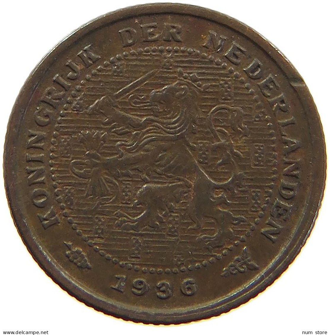 NETHERLANDS 1/2 CENT 1936 #s019 0147 - 0.5 Cent
