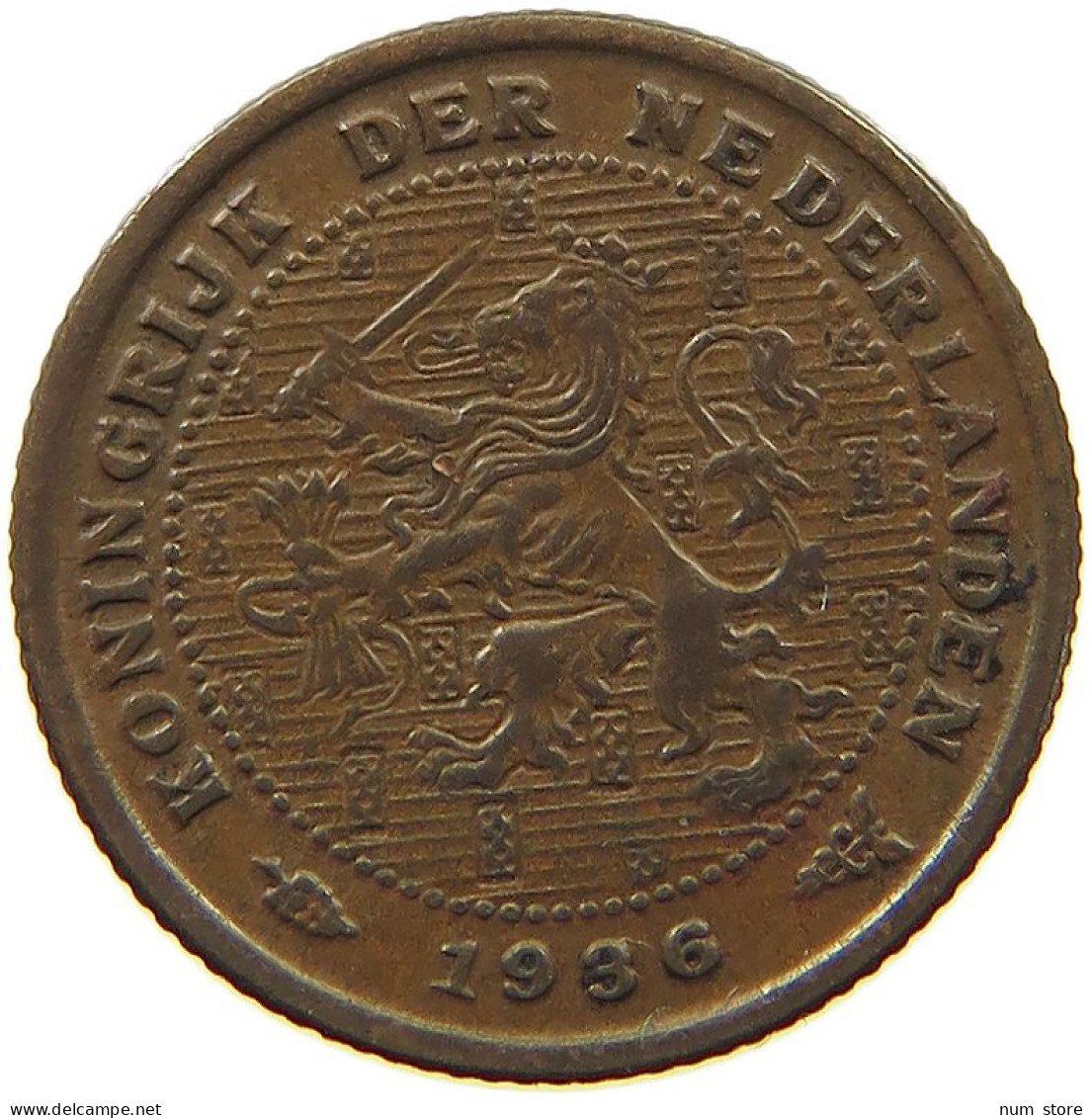 NETHERLANDS 1/2 CENT 1936 #a032 0601 - 0.5 Centavos