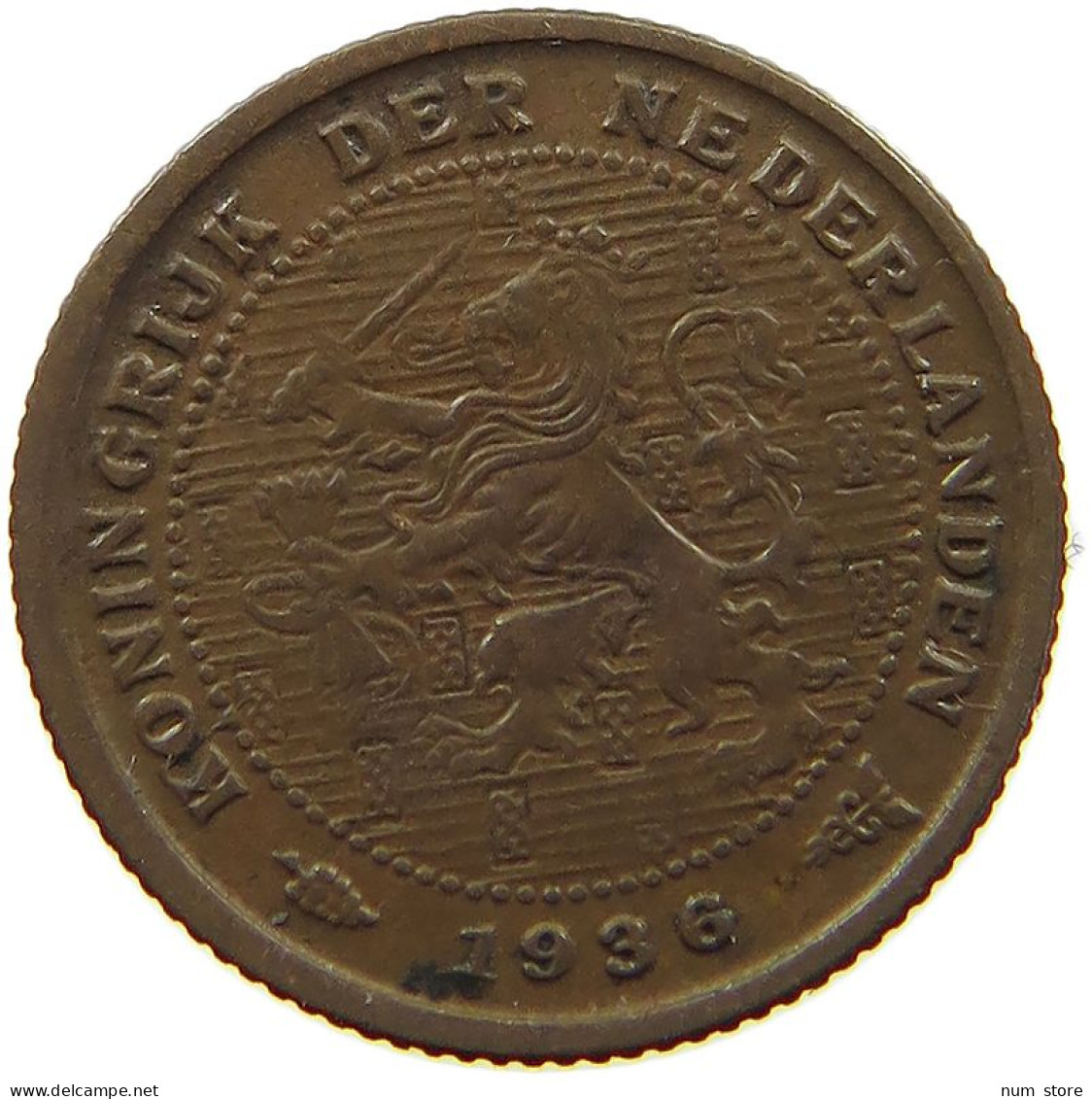 NETHERLANDS 1/2 CENT 1936 #a015 0299 - 0.5 Centavos