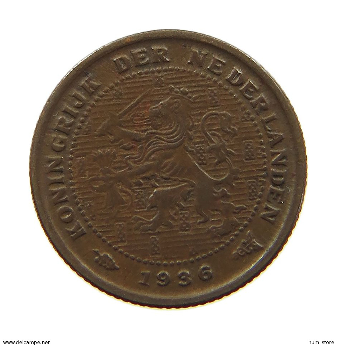 NETHERLANDS 1/2 CENT 1936 #a074 0761 - 0.5 Centavos