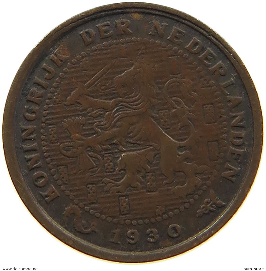 NETHERLANDS 1/2 CENT 1930 #a086 0185 - 0.5 Centavos