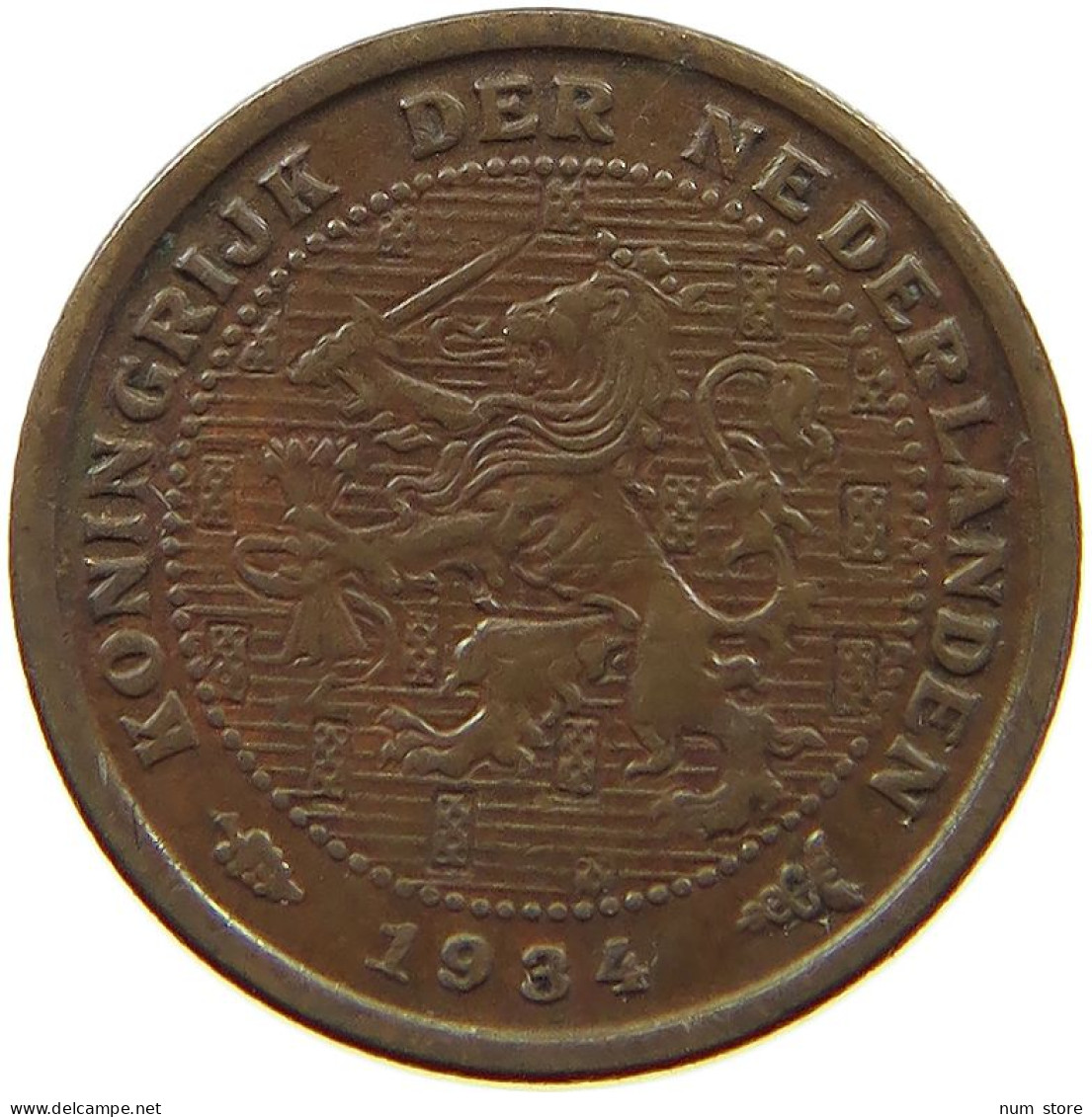 NETHERLANDS 1/2 CENT 1934 #a015 0273 - 0.5 Centavos