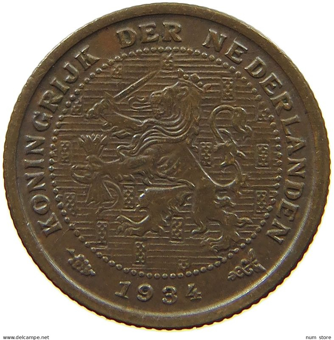 NETHERLANDS 1/2 CENT 1934 TOP #c011 0479 - 0.5 Cent