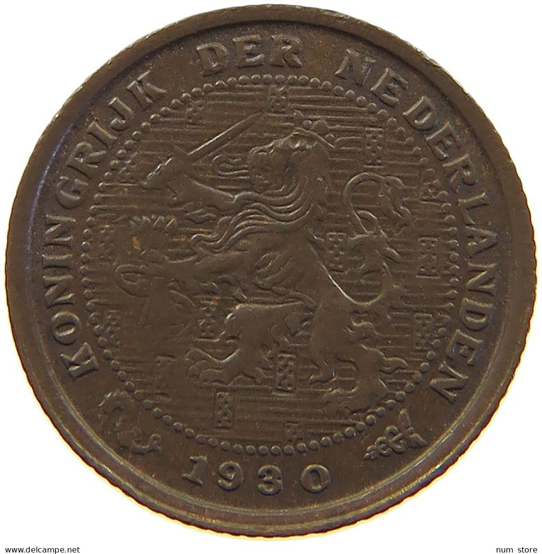 NETHERLANDS 1/2 CENT 1930 #s024 0211 - 0.5 Centavos