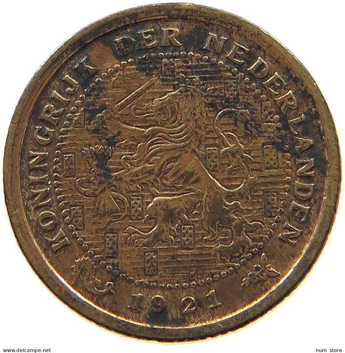 NETHERLANDS 1/2 CENT 1921 #a015 0287 - 0.5 Cent