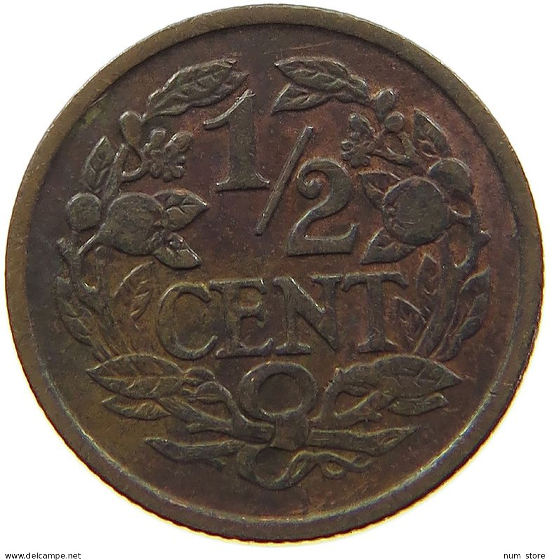 NETHERLANDS 1/2 CENT 1928 #a015 0293 - 0.5 Cent