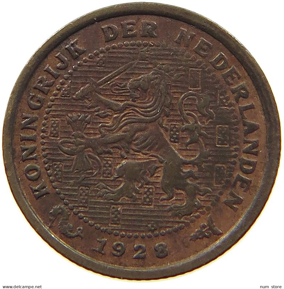 NETHERLANDS 1/2 CENT 1928 #a015 0293 - 0.5 Cent