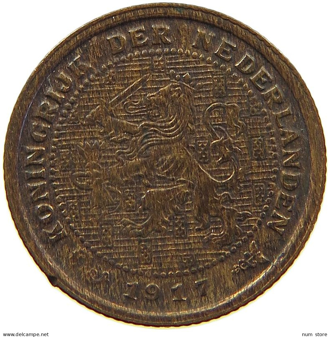 NETHERLANDS 1/2 CENT 1917 #s012 0129 - 0.5 Centavos