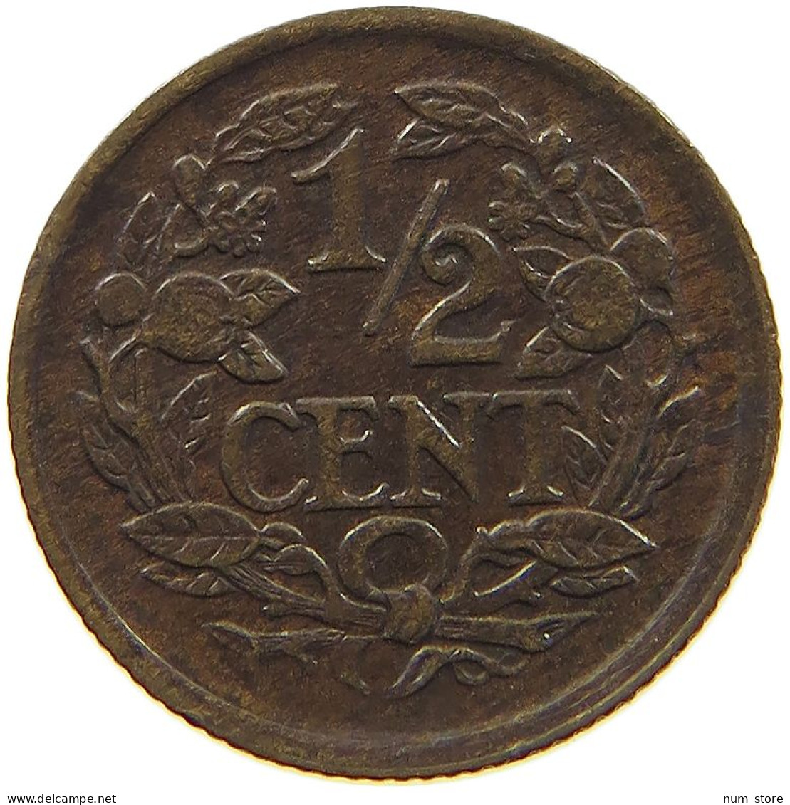 NETHERLANDS 1/2 CENT 1922 TOP #c022 0721 - 0.5 Cent
