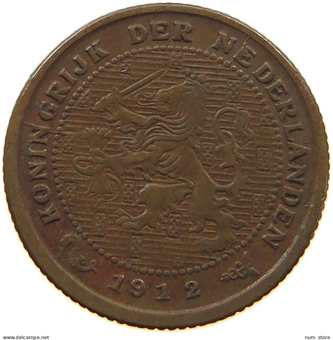 NETHERLANDS 1/2 CENT 1912 #c084 0483 - 0.5 Centavos