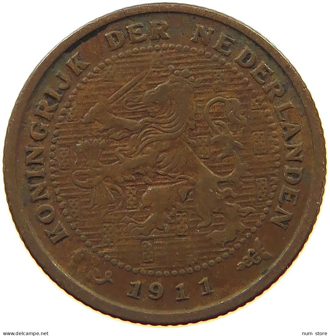 NETHERLANDS 1/2 CENT 1911 #s079 0237 - 0.5 Centavos