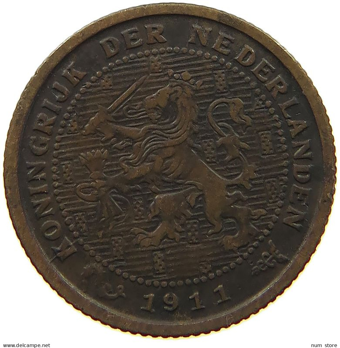 NETHERLANDS 1/2 CENT 1911 #s079 0233 - 0.5 Centavos