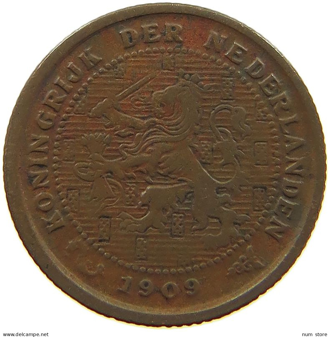 NETHERLANDS 1/2 CENT 1909 #a086 0159 - 0.5 Cent