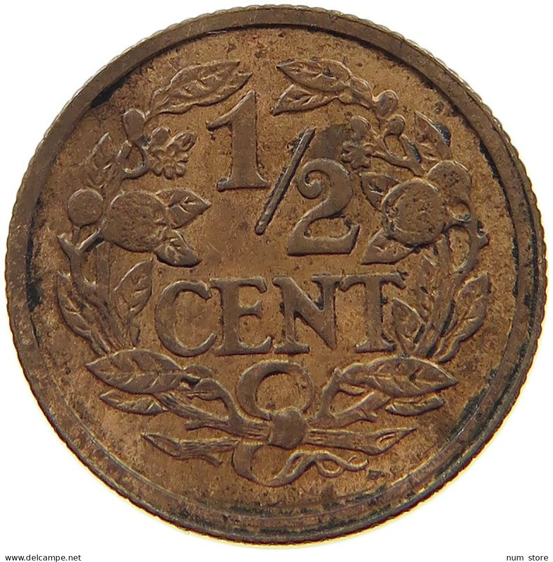 NETHERLANDS 1/2 CENT 1912 #a015 0271 - 0.5 Centavos