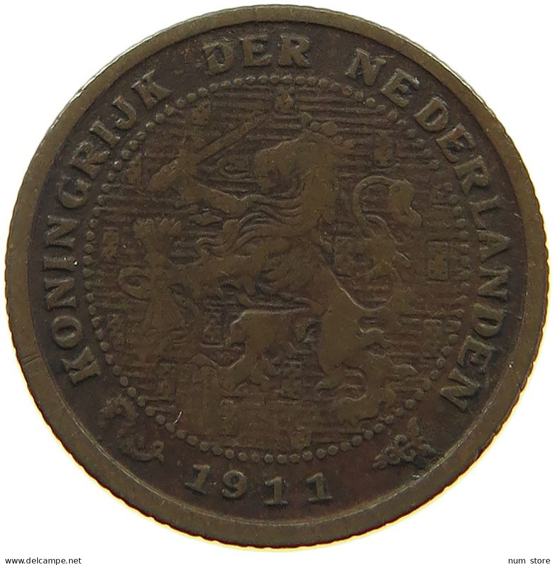 NETHERLANDS 1/2 CENT 1911 #a086 0157 - 0.5 Cent