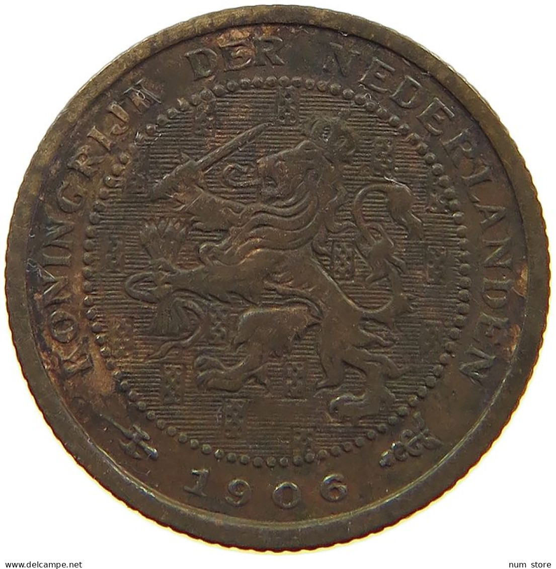 NETHERLANDS 1/2 CENT 1906 #a086 0197 - 0.5 Cent