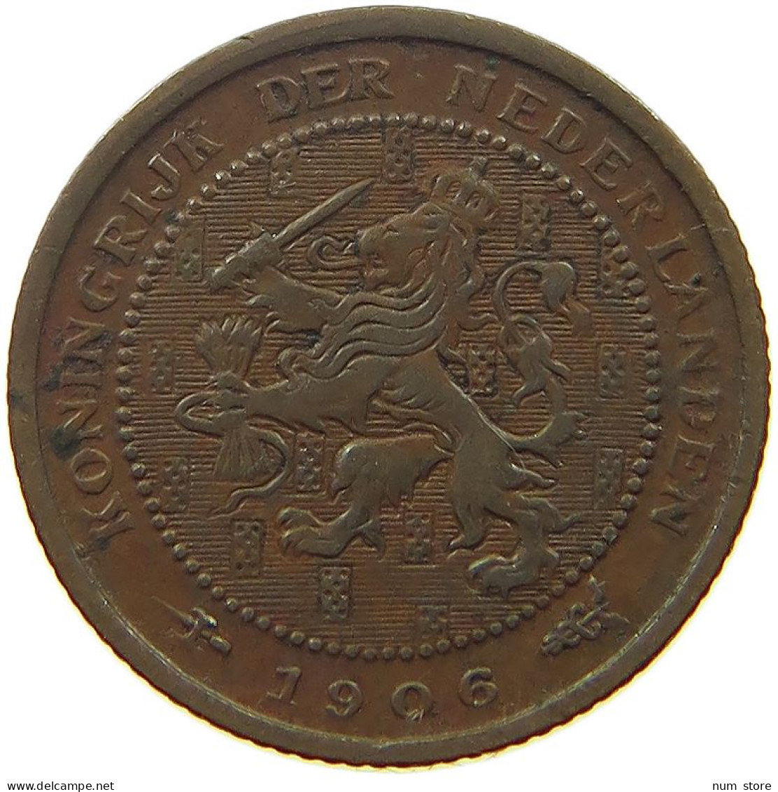 NETHERLANDS 1/2 CENT 1906 #s052 0423 - 0.5 Cent