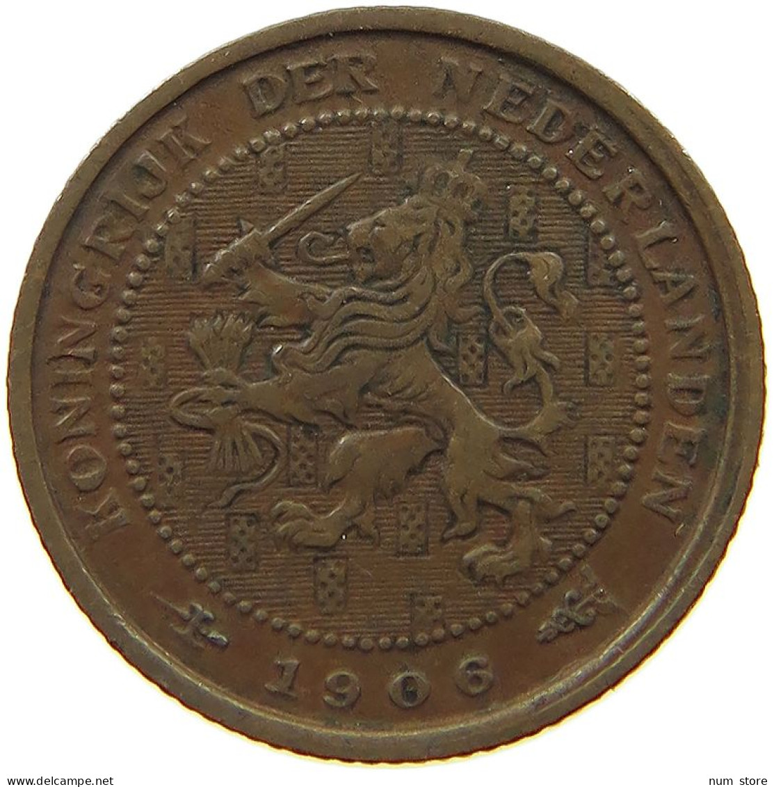 NETHERLANDS 1/2 CENT 1906 #a015 0243 - 0.5 Cent