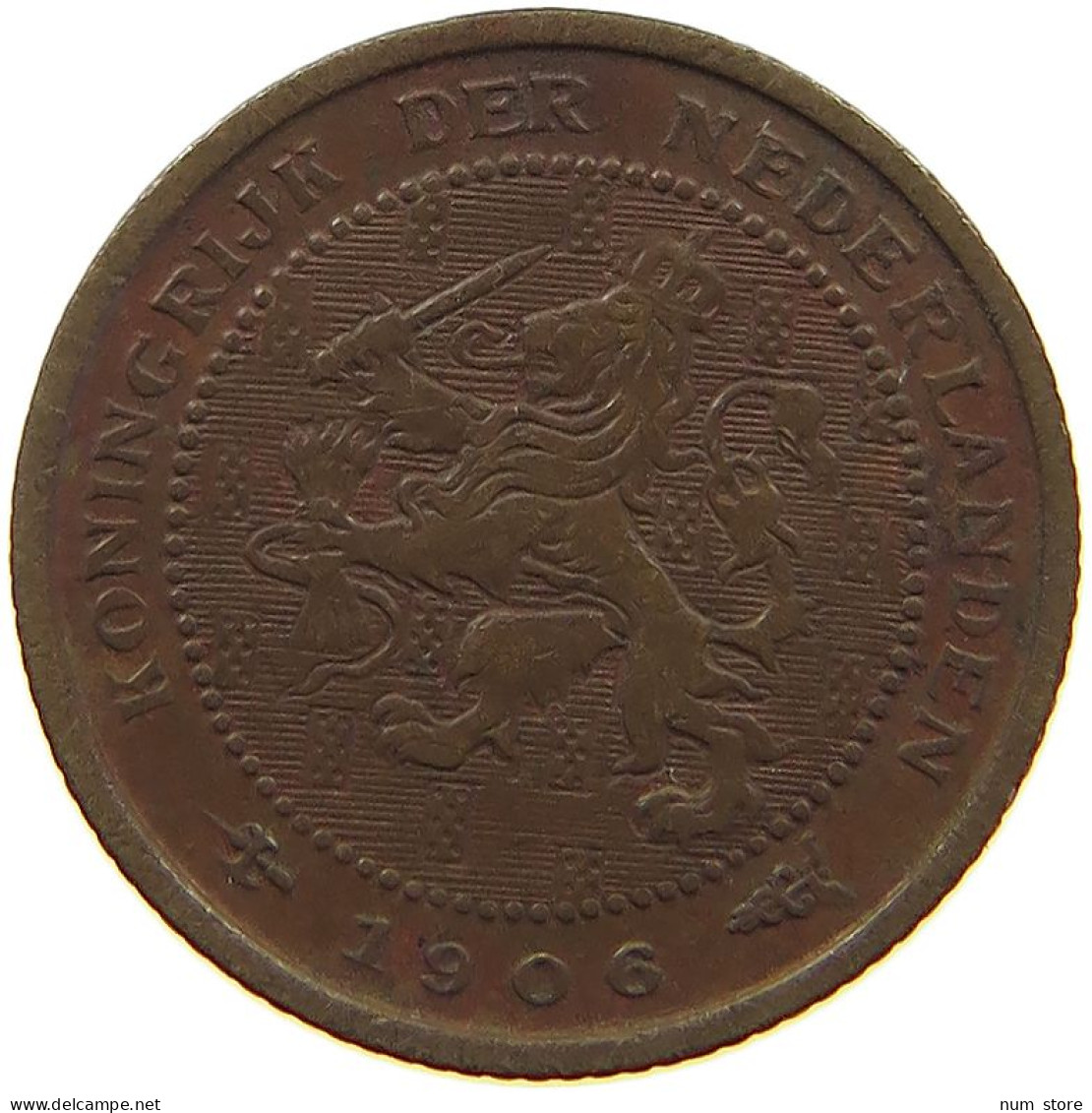 NETHERLANDS 1/2 CENT 1906 #a086 0187 - 0.5 Cent