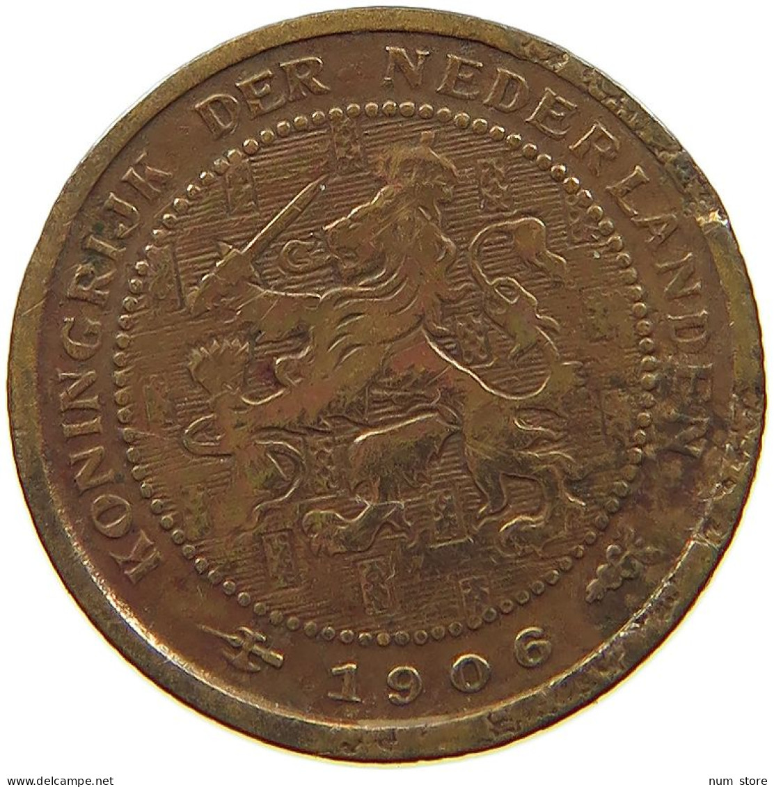 NETHERLANDS 1/2 CENT 1906 #a015 0241 - 0.5 Cent
