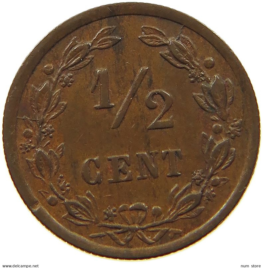 NETHERLANDS 1/2 CENT 1901 #a036 0613 - 0.5 Cent