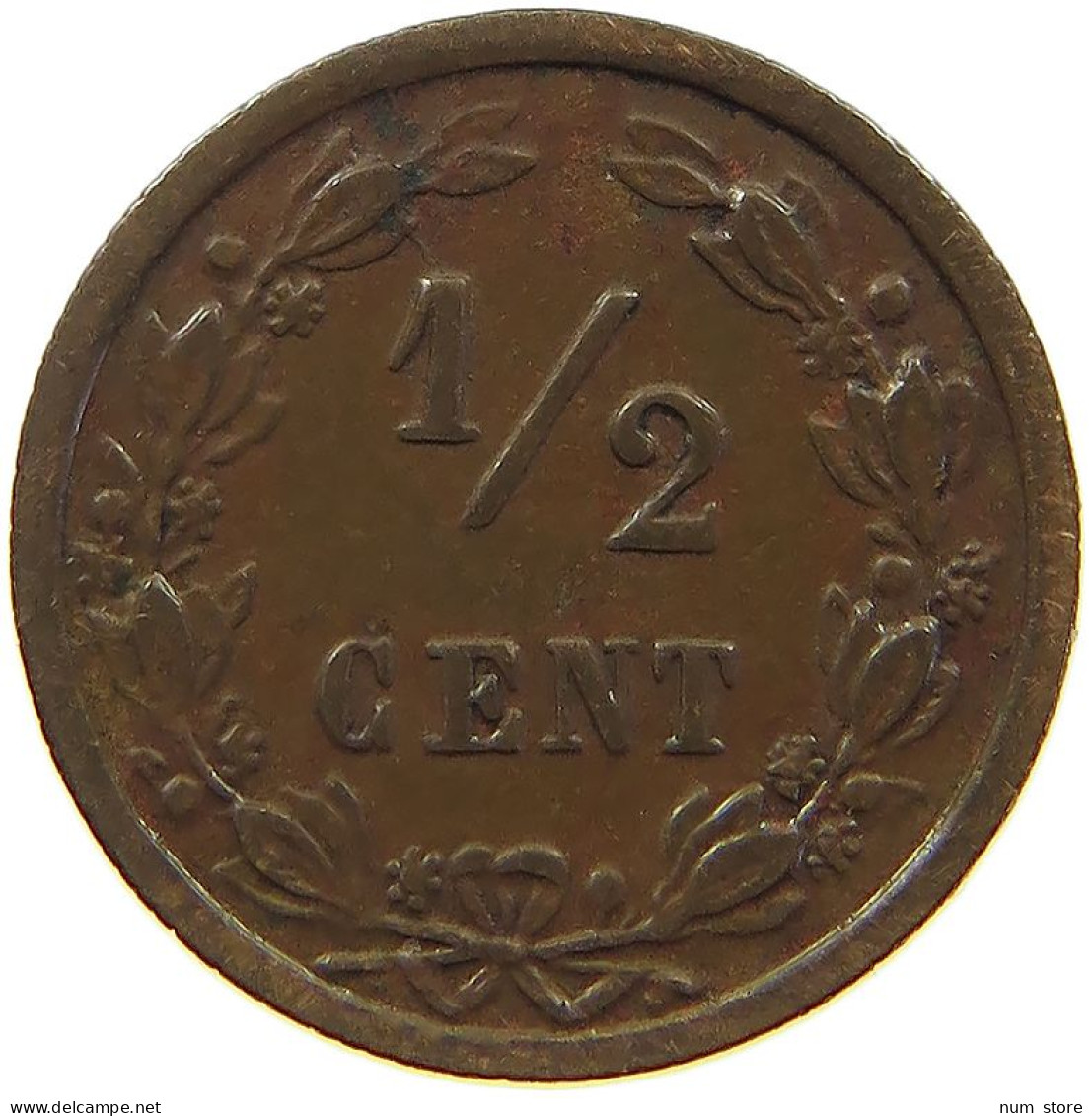 NETHERLANDS 1/2 CENT 1900 #s079 0243 - 0.5 Centavos