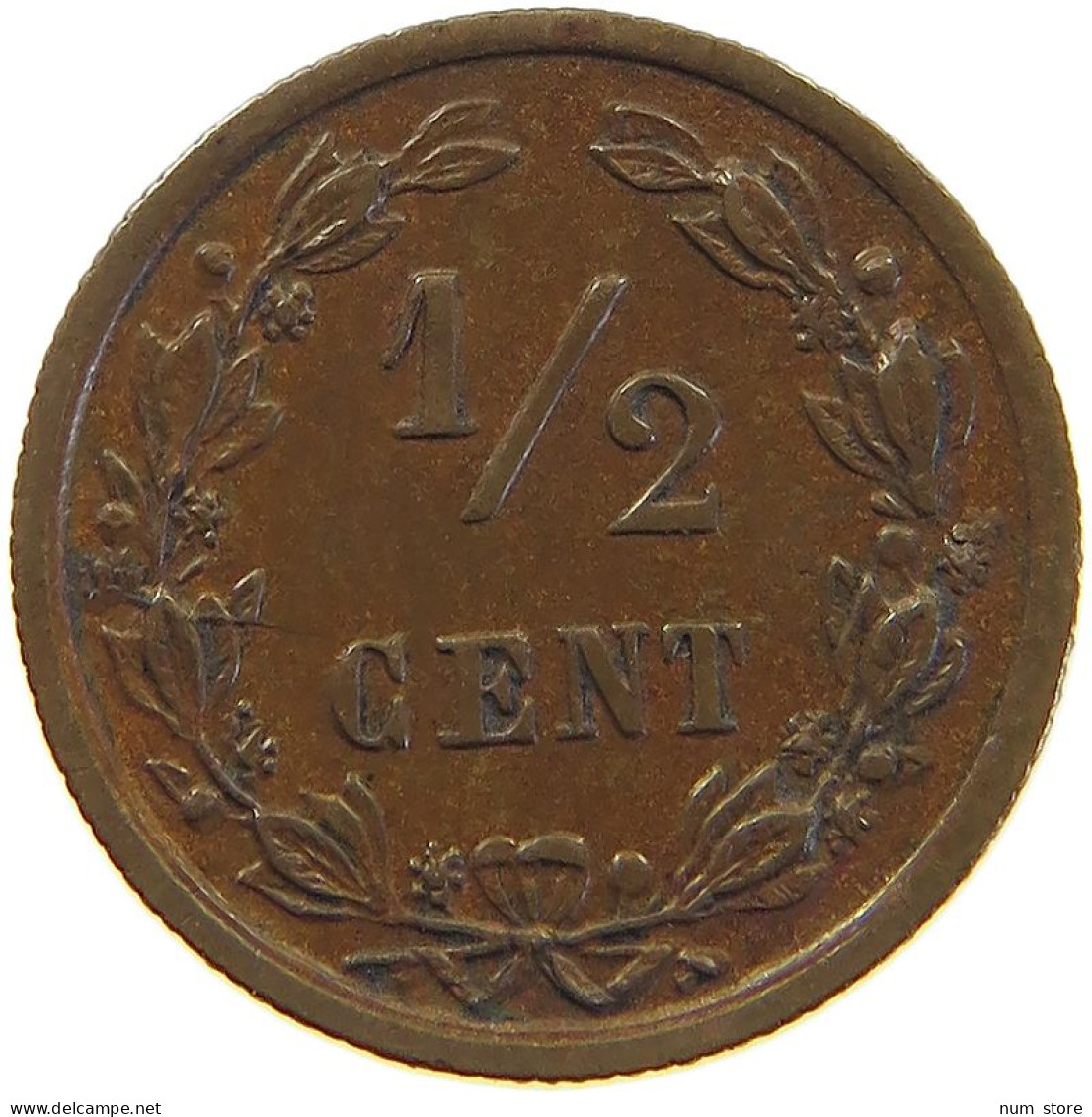 NETHERLANDS 1/2 CENT 1900 #c045 0101 - 0.5 Centavos