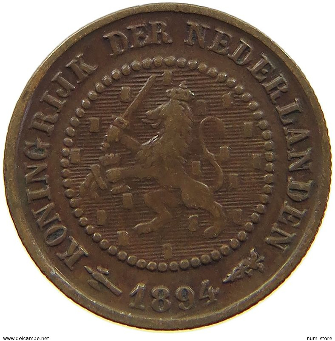 NETHERLANDS 1/2 CENT 1894 #c022 0735 - 0.5 Centavos