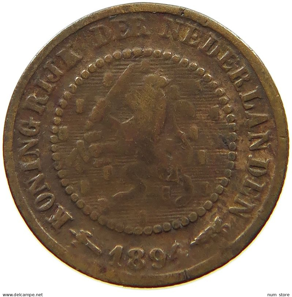 NETHERLANDS 1/2 CENT 1894 #a015 0265 - 0.5 Cent