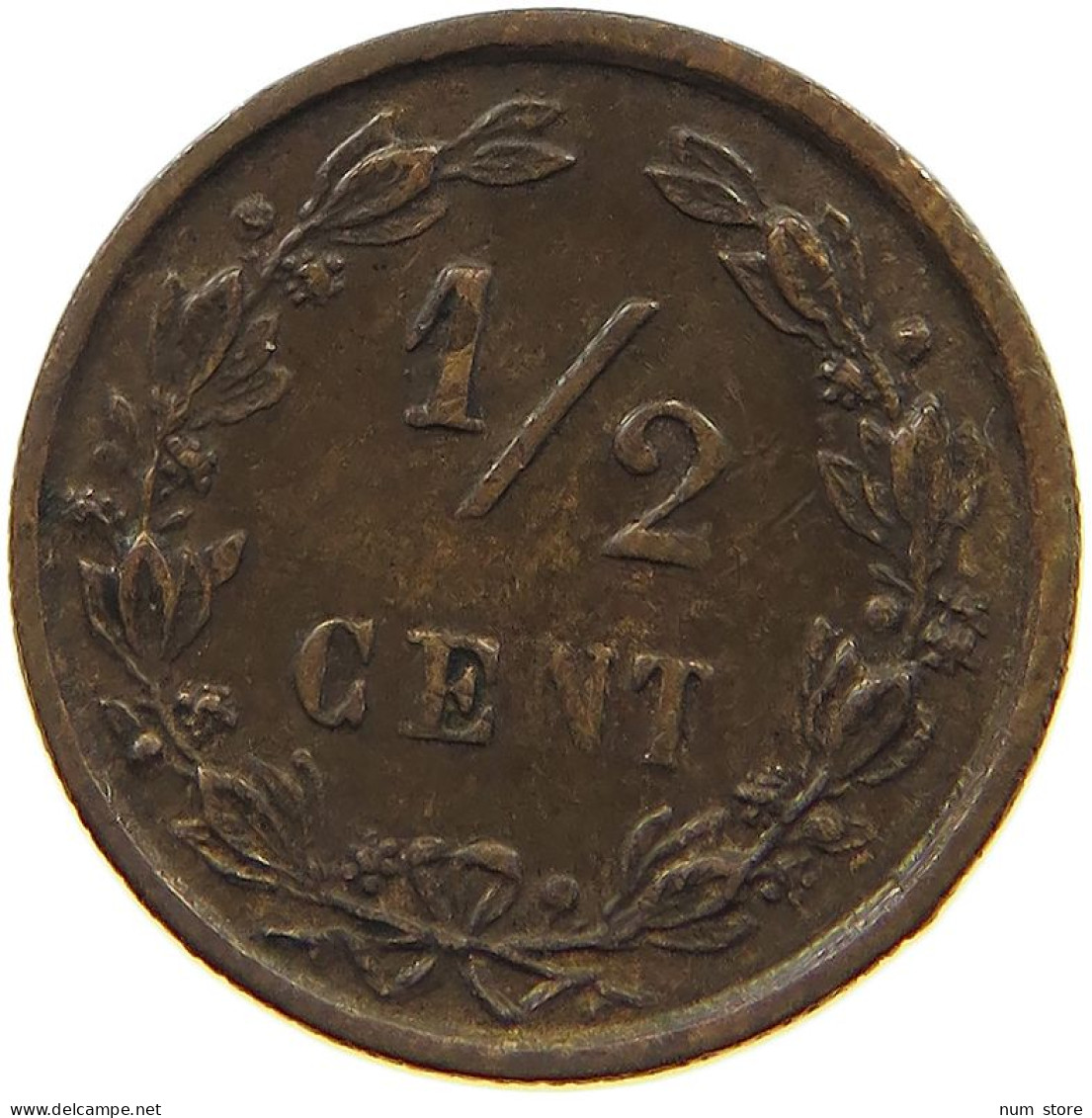 NETHERLANDS 1/2 CENT 1891 #c084 0481 - 0.5 Centavos