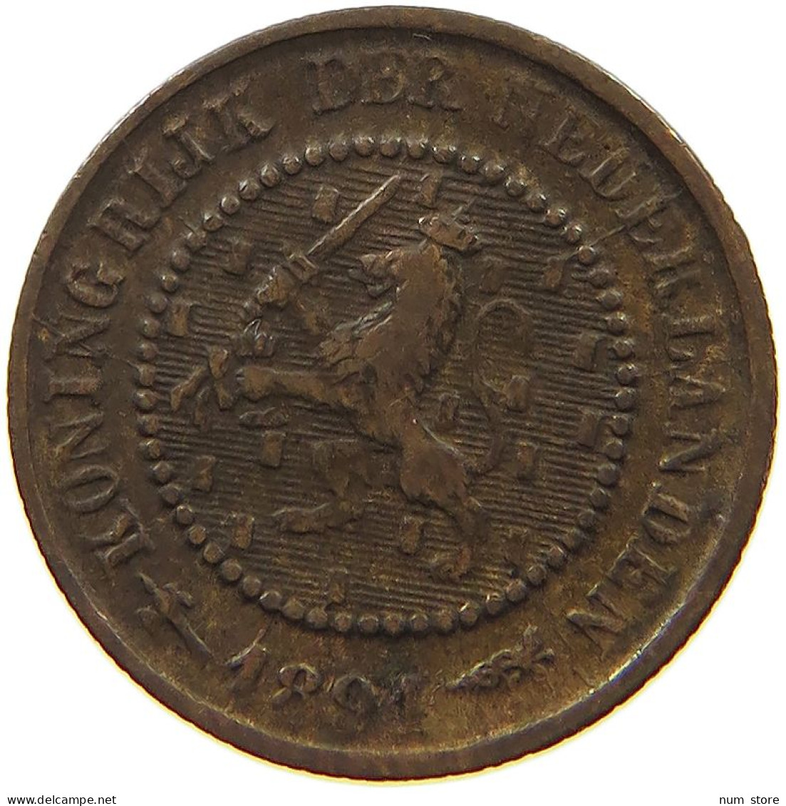 NETHERLANDS 1/2 CENT 1891 #c084 0481 - 0.5 Centavos