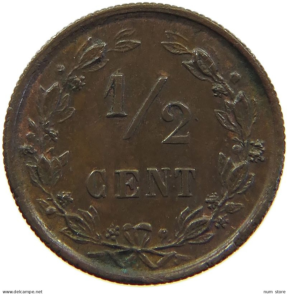 NETHERLANDS 1/2 CENT 1891 #c019 0439 - 0.5 Centavos