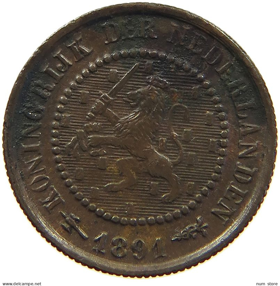 NETHERLANDS 1/2 CENT 1891 #c019 0439 - 0.5 Centavos