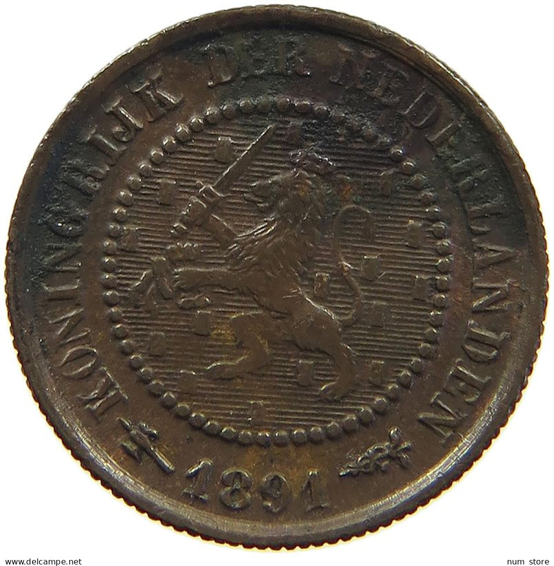 NETHERLANDS 1/2 CENT 1891 #c019 0439 - 0.5 Cent