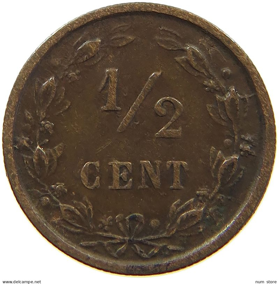 NETHERLANDS 1/2 CENT 1891 #a086 0167 - 0.5 Cent