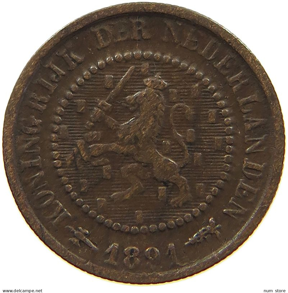 NETHERLANDS 1/2 CENT 1891 #a086 0167 - 0.5 Centavos