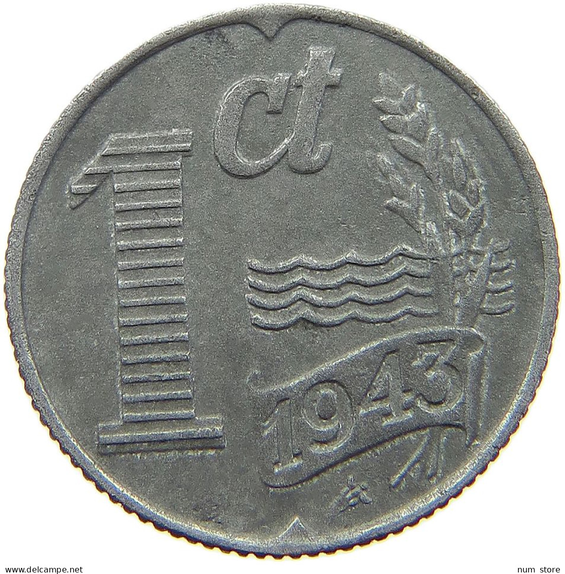 NETHERLANDS 1 CENT 1943 TOP #a086 0293 - 1 Centavos