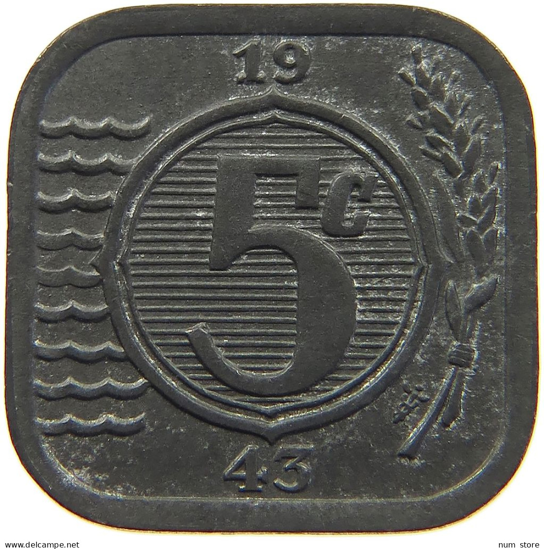NETHERLANDS 5 CENTS 1943 TOP #c020 0421 - 5 Cent