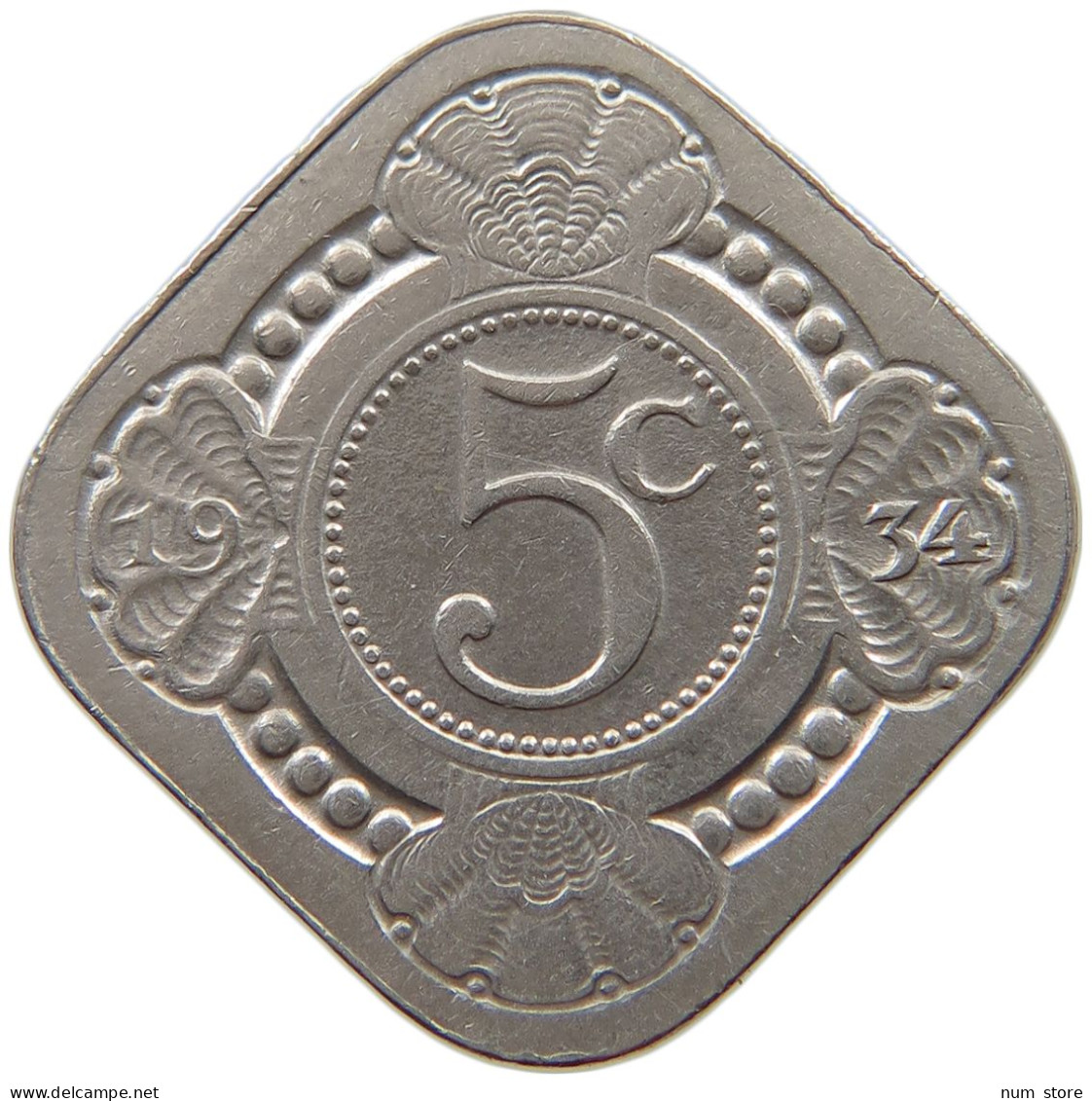 NETHERLANDS 5 CENTS 1934 #a018 0405 - 5 Centavos