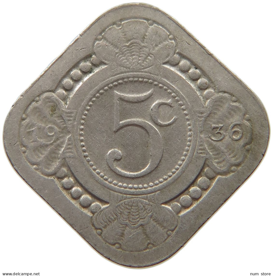 NETHERLANDS 5 CENTS 1936 #s067 1095 - 5 Centavos