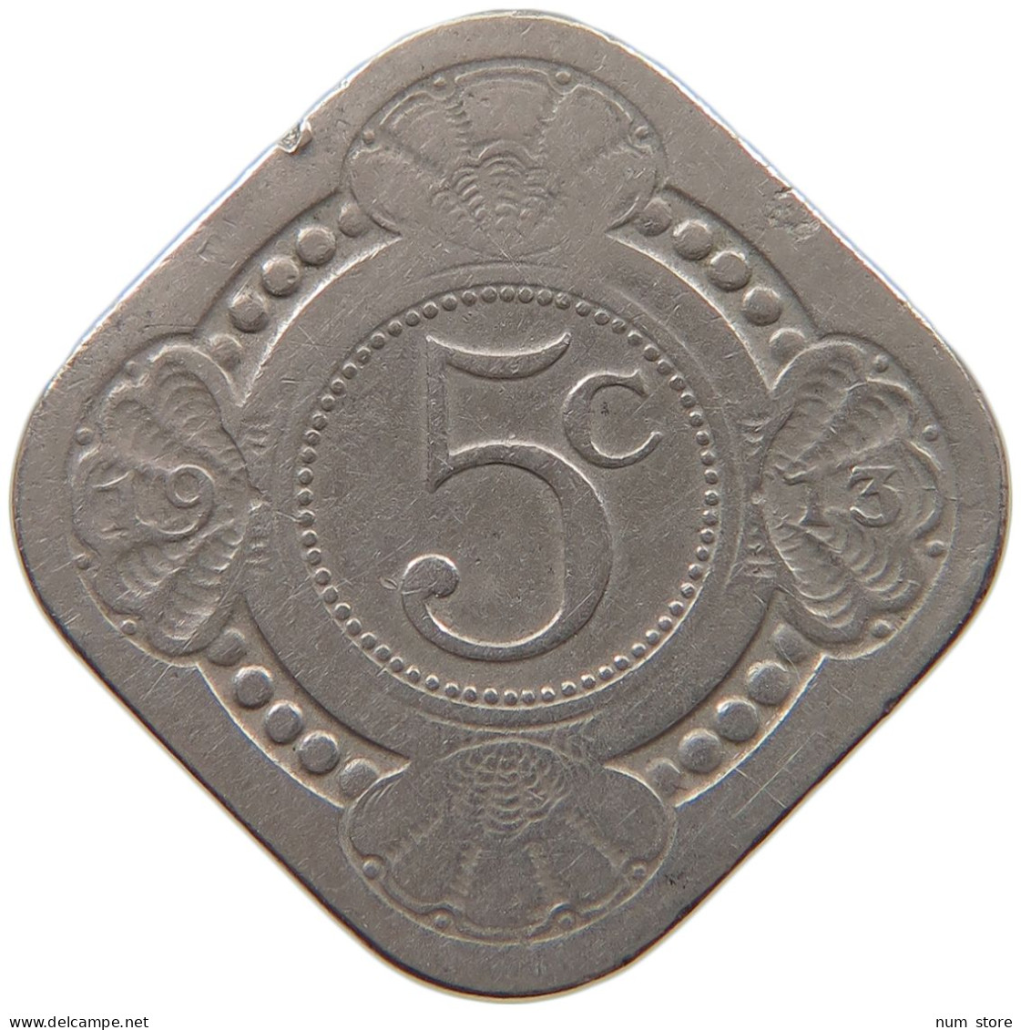 NETHERLANDS 5 CENTS 1913 #a046 1017 - 5 Cent