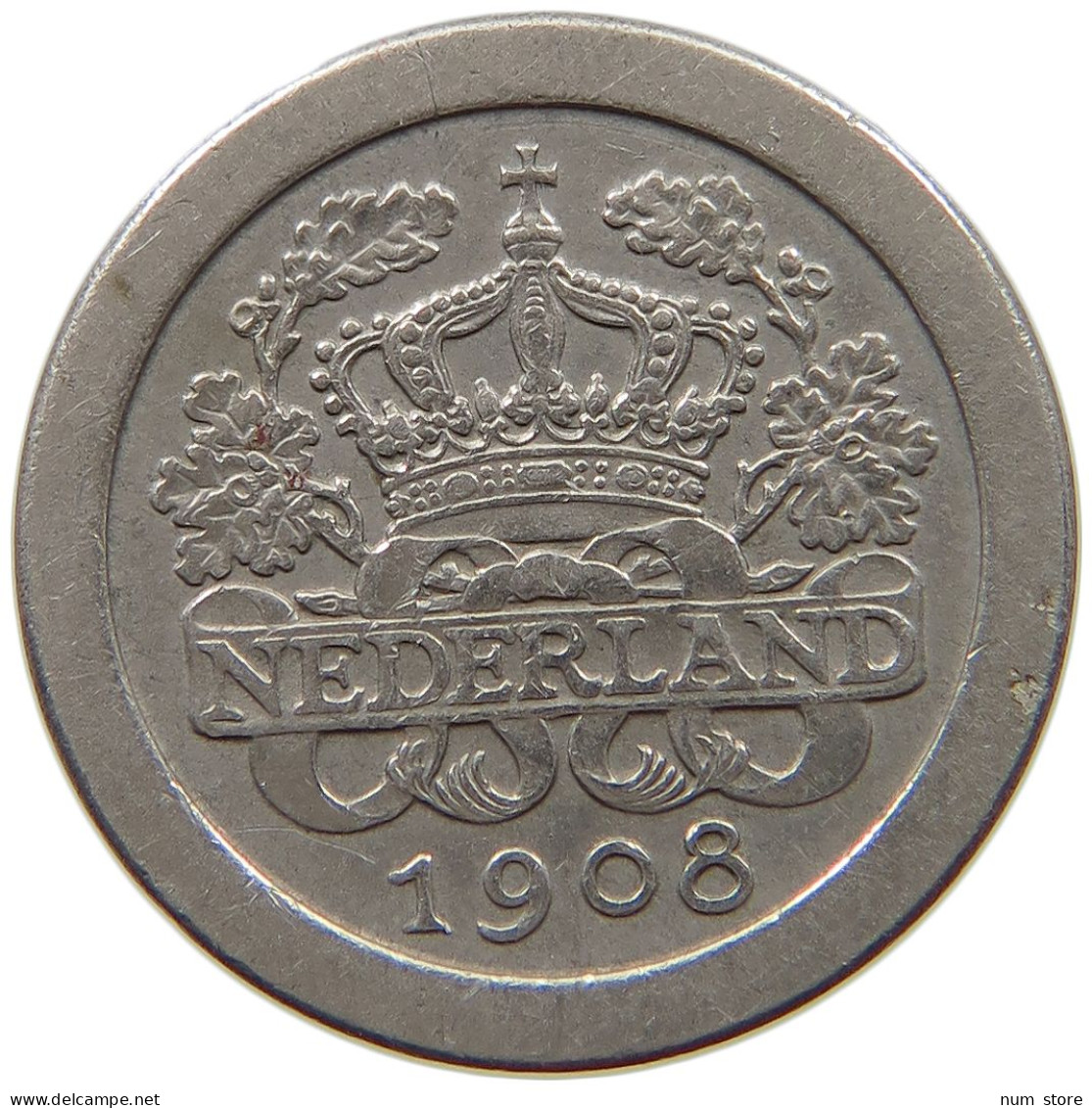 NETHERLANDS 5 CENTS 1908 #s040 0669 - 5 Centavos